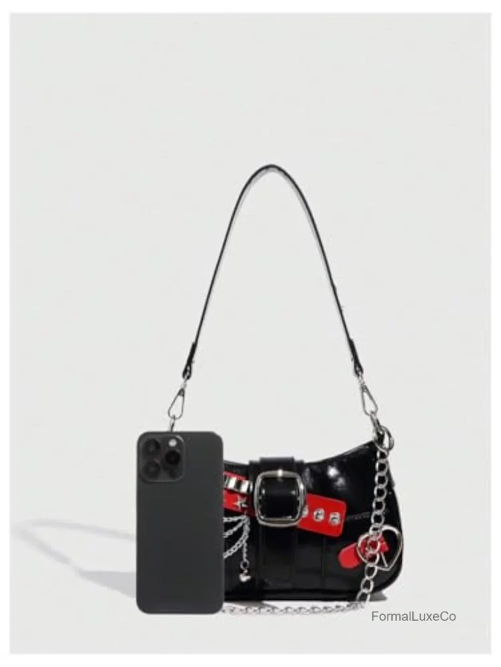 Star Embroidery PU Leather Mini Chain Hobo Handbag Shoulder Purse